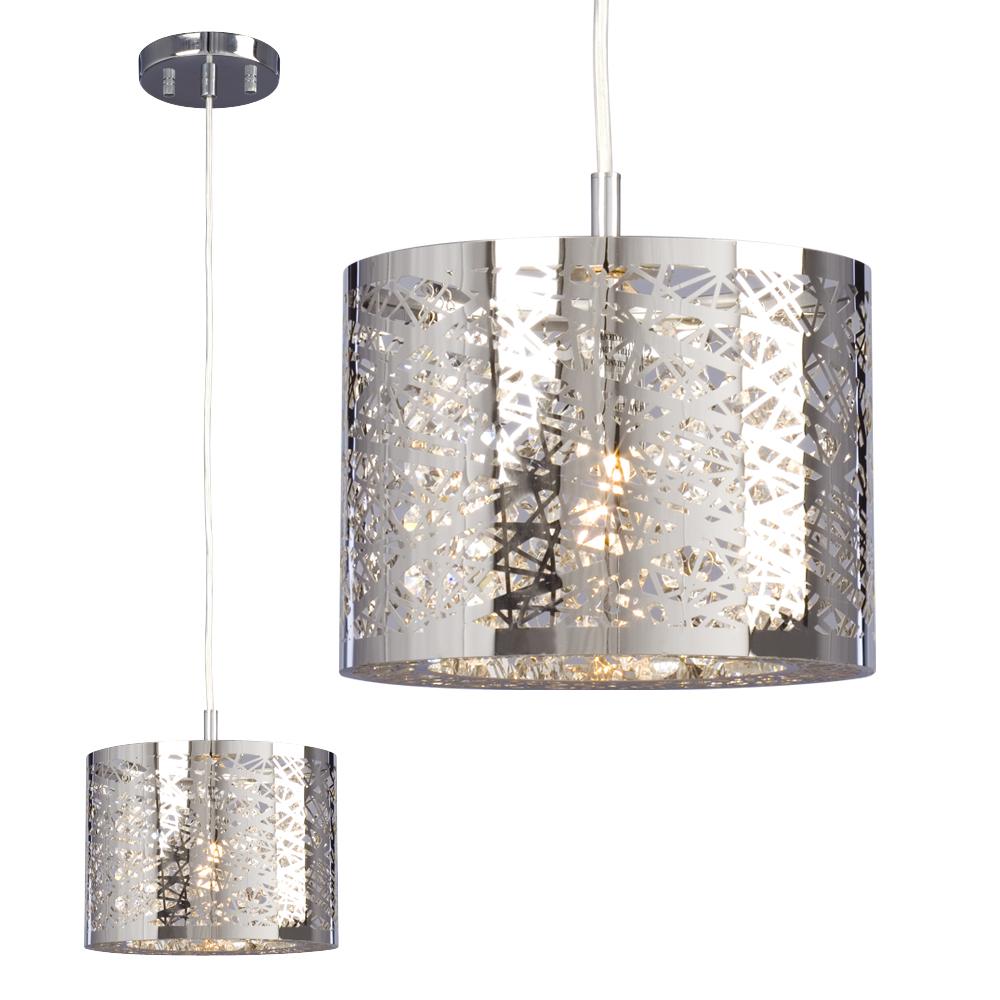 1 Light Mini Pendant In Polished Chrome Laser Cut Metal Shade